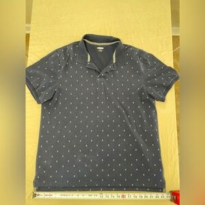 Old Navy Navy Blue Men's XL Short Sleeve Polo Shirt, Anchor Print, Built-In Flex